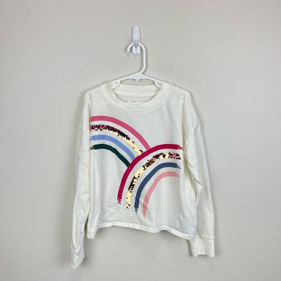 Gap Kids Double Rainbow Sequin T-Shirt Long Sleeve Medium 8 - Picture 1 of 6